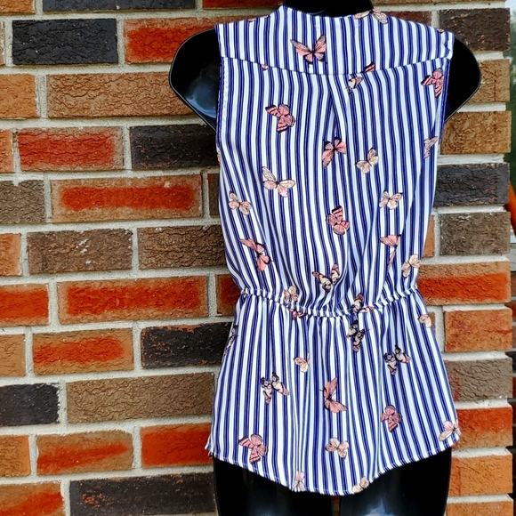 Butterfly blue stripped sleeveless top - Picture 3 of 3